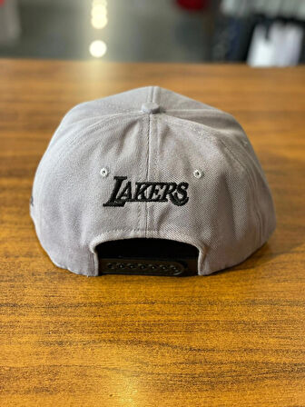 LA Lakers Unisex Pamuklu Gri Renk Hip Hop Snapback Rapper Basket Cap Şapka