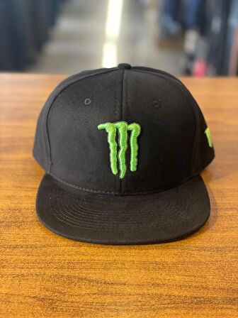 Monster Nakışlı Siyah Kanvas Hiphop Snapback Rapper Basket Cap Şapka