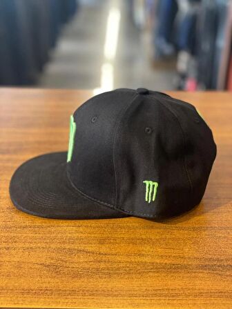 Monster Nakışlı Siyah Kanvas Hiphop Snapback Rapper Basket Cap Şapka