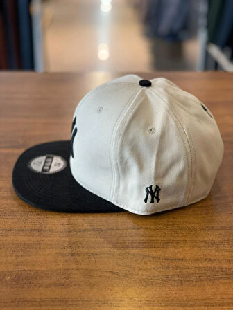 NY Yankees Ekru Renk Hiphop Snapback Rapper Basket Cap Şapka