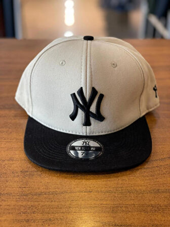 NY Yankees Ekru Renk Hiphop Snapback Rapper Basket Cap Şapka
