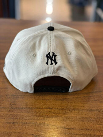 NY Yankees Ekru Renk Hiphop Snapback Rapper Basket Cap Şapka