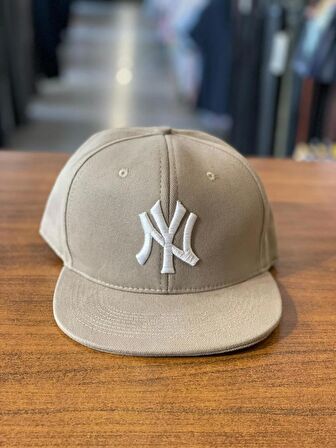 NY Yankees Bej Renk Hiphop Snapback Rapper Basket Cap Şapka