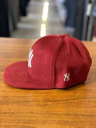 NY Yankees Bordo Renk Hiphop Snapback Rapper Basket Cap Şapka