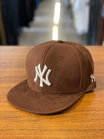 NY Yankees Kahverengi Hiphop Snapback Rapper Basket Cap Şapka