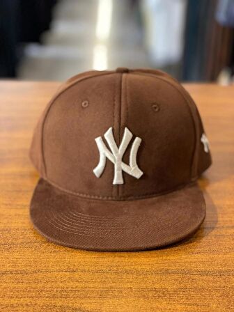 NY Yankees Kahverengi Hiphop Snapback Rapper Basket Cap Şapka