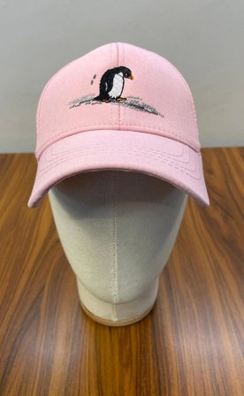 Penguen Nakışlı Pembe Renk Unisex Beyzbol Cap Şapka