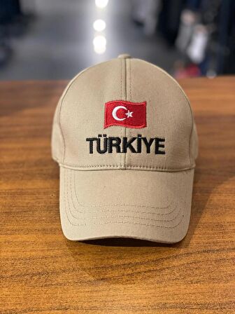 Türkiye Nakışlı Bej Renk Pamuklu Cap Şapka