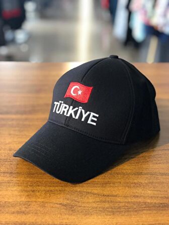 Türkiye Nakışlı Siyah Renk Pamuklu Cap Şapka