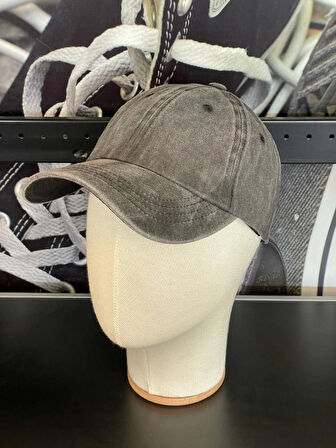 Vintage Yıkamalı Gri Renk Beyzbol Trucker Cap Şapka