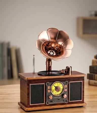 RT-623 Nostalji Radyo Fm-Usb-Tf-Aux 1800Mah Retro GRAMAFON RADYO 
