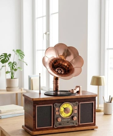 RT-623 Nostalji Radyo Fm-Usb-Tf-Aux 1800Mah Retro GRAMAFON RADYO 