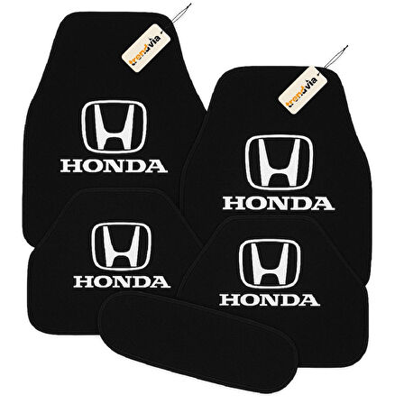 Siyah Renk Honda Logolu Oto Halı Paspas 5 Parça – Araca Özel Kesim, Kolay Temizlik, Kaymaz Zemin Koruma