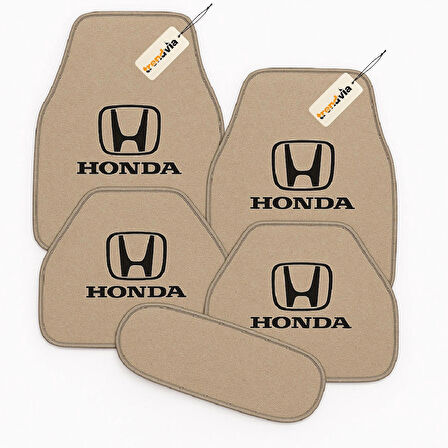 Bej Renk Honda Logolu Oto Halı Paspas 5 Parça – Araca Özel Kesim, Kolay Temizlik, Kaymaz Zemin Koruma