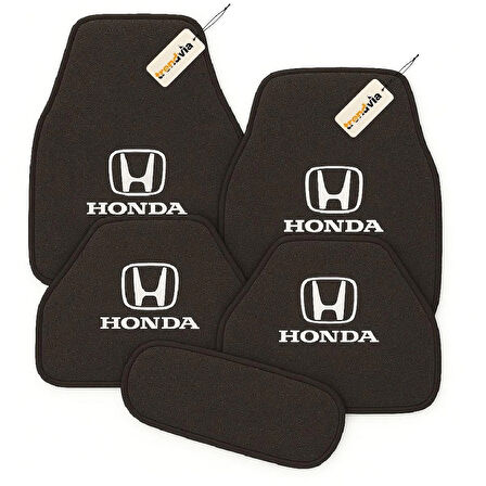 Antrasit Renk Honda Logolu Oto Halı Paspas 5 Parça – Araca Özel Kesim, Kolay Temizlik, Kaymaz Zemin Koruma