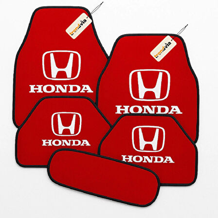 Kırmızı Renk Honda Logolu Oto Halı Paspas 5 Parça – Araca Özel Kesim, Kolay Temizlik, Kaymaz Zemin Koruma