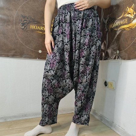 Otantik Köy Şalvarı %100 Pamuk Viskon Çiçek Desenli Rahat Kesim Ağlı Kadın Şalvarı 38BEDEN 100 KG