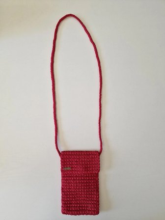 El Örgüsü Pembe Telefon Çantası