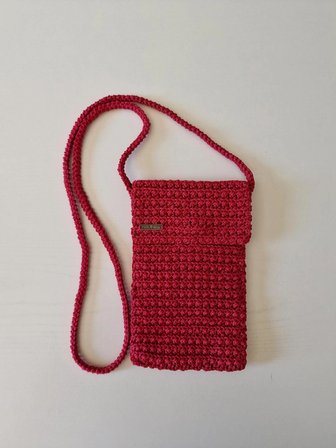 El Örgüsü Pembe Telefon Çantası