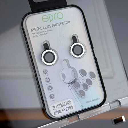 iPhone 11 / 12 / 12 Mini Uyumlu Kamera Lens Koruyucu – Gümüş Çerçeveli (Silver)