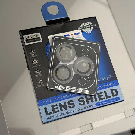 iPhone 13 Pro / 13 Pro Max Uyumlu Kamera Lens Koruyucu – Metal Çerçeveli (Silver)