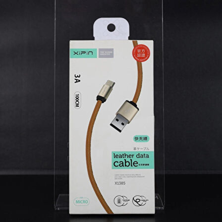 Xipin X1385 100cm Deri Kaplama Micro USB Hızlı Şarj ve Data Kablosu