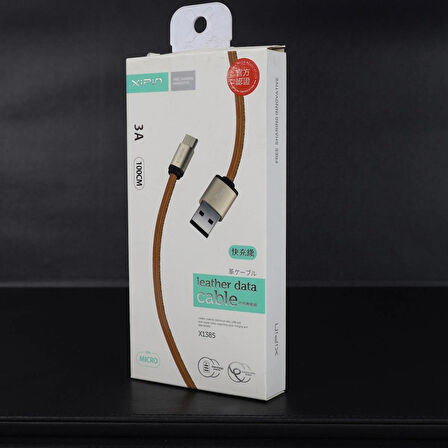 Xipin X1385 100cm Deri Kaplama Micro USB Hızlı Şarj ve Data Kablosu 