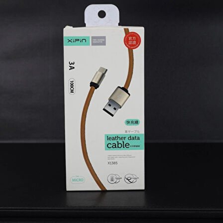Xipin X1385 100cm Deri Kaplama Micro USB Hızlı Şarj ve Data Kablosu 