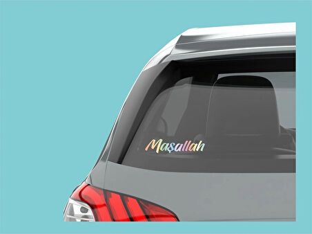  20x6 cm Hologram Renkli Maşallah Sticker Laptop Kask Araba Motor Defter Sticker