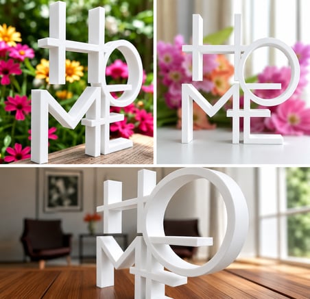 HOME Dekor Yazısı Modern Ev Aksesuarı – Minimalist Masa Üstü Dekor, Pembe Home Yazı Obje