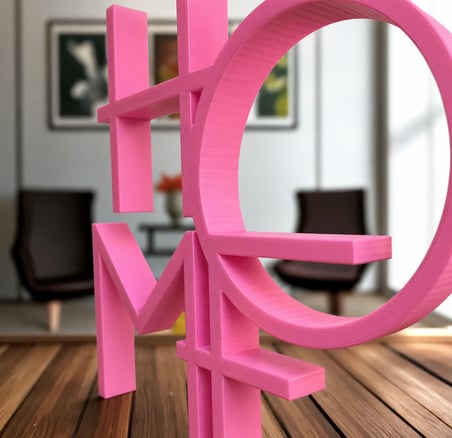 HOME Dekor Yazısı Modern Ev Aksesuarı – Minimalist Masa Üstü Dekor, Pembe Home Yazı Obje