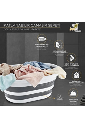 Katlanır Çamaşır Sepeti Akordiyon Çamaşır Sepeti 27 LT