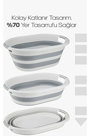 Katlanabilir Silikon Çamaşır Sepeti 40lt