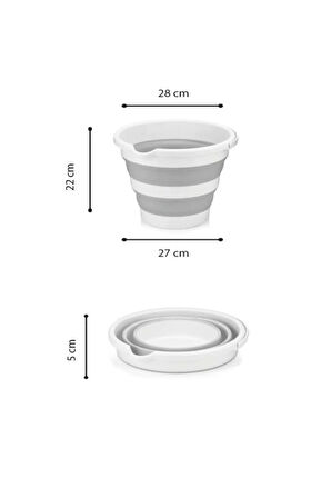 3'lü Set Katlanabilir Çamaşır Sepeti - Su Kovası ve Maşrapa