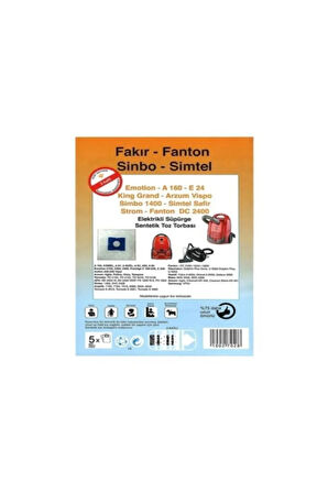 Fakir Emotion A160-E240 Uyumlu Toz Torbası 5 ADET