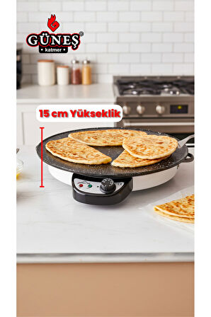 Homelux 2000w Elektrikli Lüks Termostatlı 50 Cm Ekmek,gözleme,börek Ve Katmer Sacı l Granit emaye