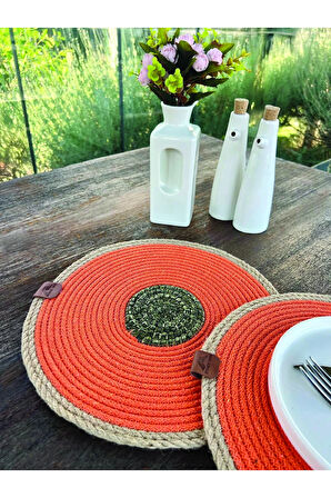 2'li Set Turuncu Amerikan Servis-Leke Tutmaz Natural 33 cm