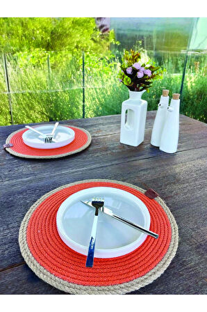 2'li Set Turuncu Amerikan Servis-Leke Tutmaz Natural 33 cm