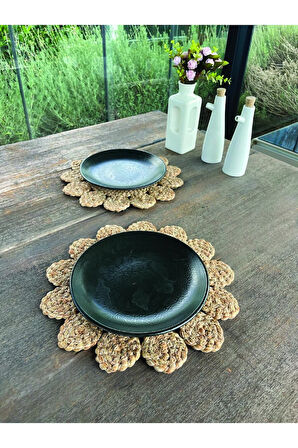 2 Adet Papatya Hasır Görünümlü Amerikan Servis Supla 33 cm