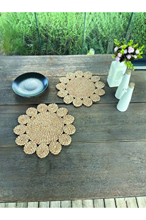 2 Adet Papatya Hasır Görünümlü Amerikan Servis Supla 33 cm