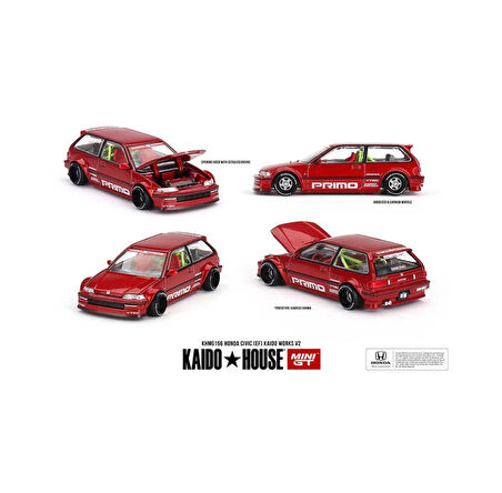 Mini GT 1/64 Honda Civic (EF) Kaido Works V2 KHMG156 Model Araba Kırmızı 