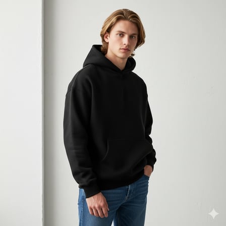 Makiteks Siyah Pamuklu Unisex Kanguru Cepli Kapüşonlu Rahat Kesim Crossfit Baskılı Sweatshirt