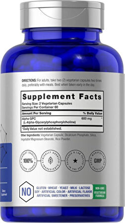 Horbäach Alpha GPC Choline Healthy Memory Focus and Clarity 600mg 120 Caps