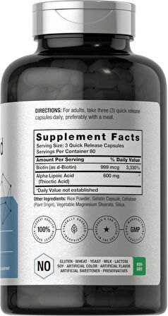 Horbäach Stabilized Alpha Lipoic Acid with Biotin Optimizer 600mg 240 Caps