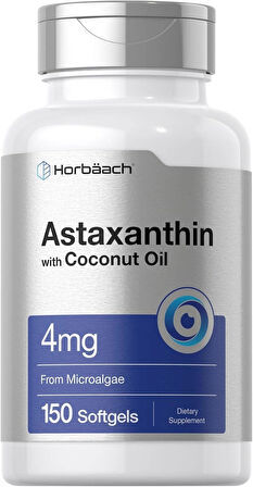 Horbäach Astaxanthin with Coconut Oil Skin Eyes Heart Support 4mg | 150 Softgels