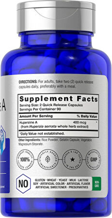 Horbaach Huperzine(Huperzia serrata) A 400mcg | 180 Capsules | Non-GMO, Gluten Free