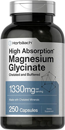Horbaach High Magnesium(Magnezyum) Glycinate(Glisinat) with Chelated Minerals  1330mg 250 Caps