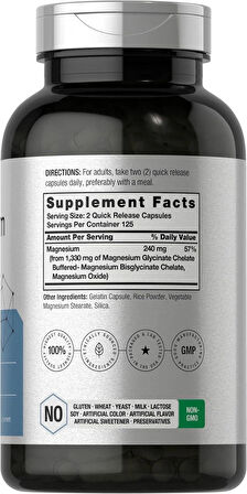 Horbaach High Magnesium(Magnezyum) Glycinate(Glisinat) with Chelated Minerals  1330mg 250 Caps