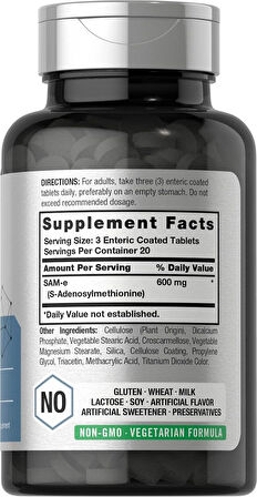 Horbaach SAM-e 600mg | 60 Tablets | S-Adenosyl Methionine | Vegetarian, Non-GMO, Gluten Free