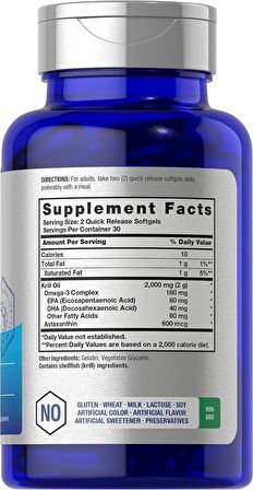 Horbäach Antarctic Krill Oil 2000mg | 60 Softgel Capsules | Omega-3, EPA, DHA Supplement | with Astaxanthin | Non-GMO, Gluten Free